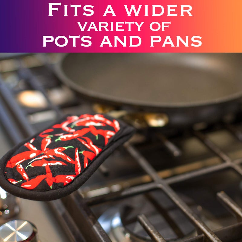 EHOMEA2Z Cast Iron Skillet Pan Pot Holder Covers Mitts Black Non-Slip Washable Sleeves for BBQ Baking Kitchen Cotton Commercial Grade (Chili, 10) - Image 4